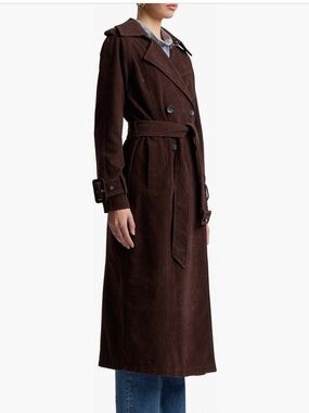 AVEC LES FILLES Womens Dark Brown Long Trench Coat with Belt